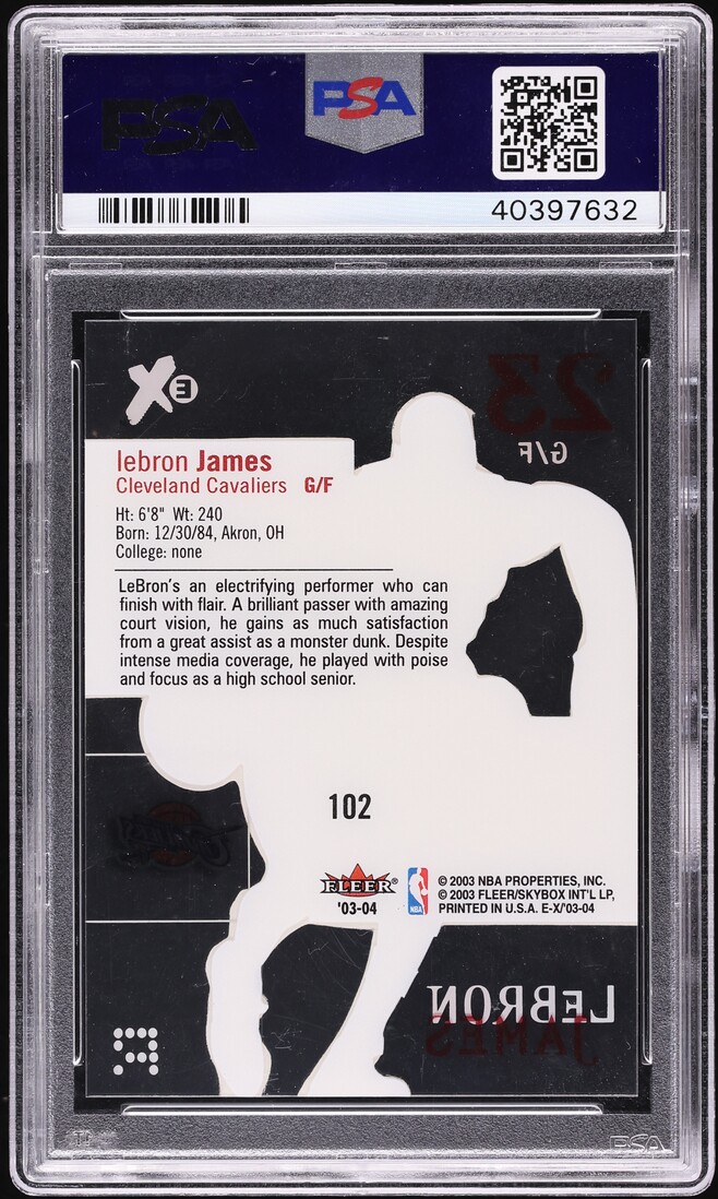 2003 Fleer E-X LeBron James ROOKIE #102 PSA 10 GEM MINT