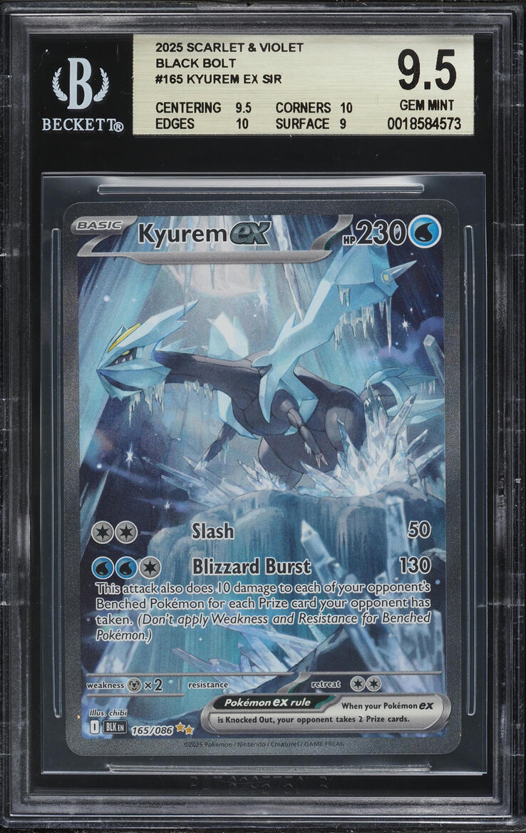 2025 Pokemon Scarlet & Violet Black Bolt SIR Kyurem ex #165 BGS 9.5 GEM MINT