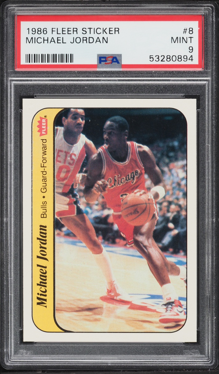 1986 Fleer Sticker Michael Jordan ROOKIE #8 PSA 9 MINT