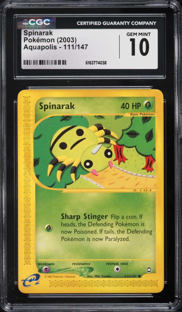 2003 Pokemon Aquapolis Spinarak #111 CGC 10 GEM MINT