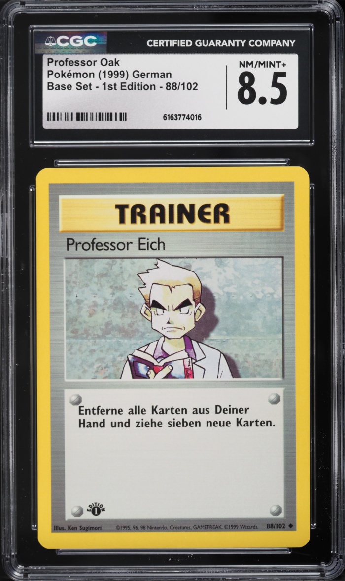 1999 Pokemon German Base Set 1st Edition Professor Oak #88 CGC 8.5 NM-MT+