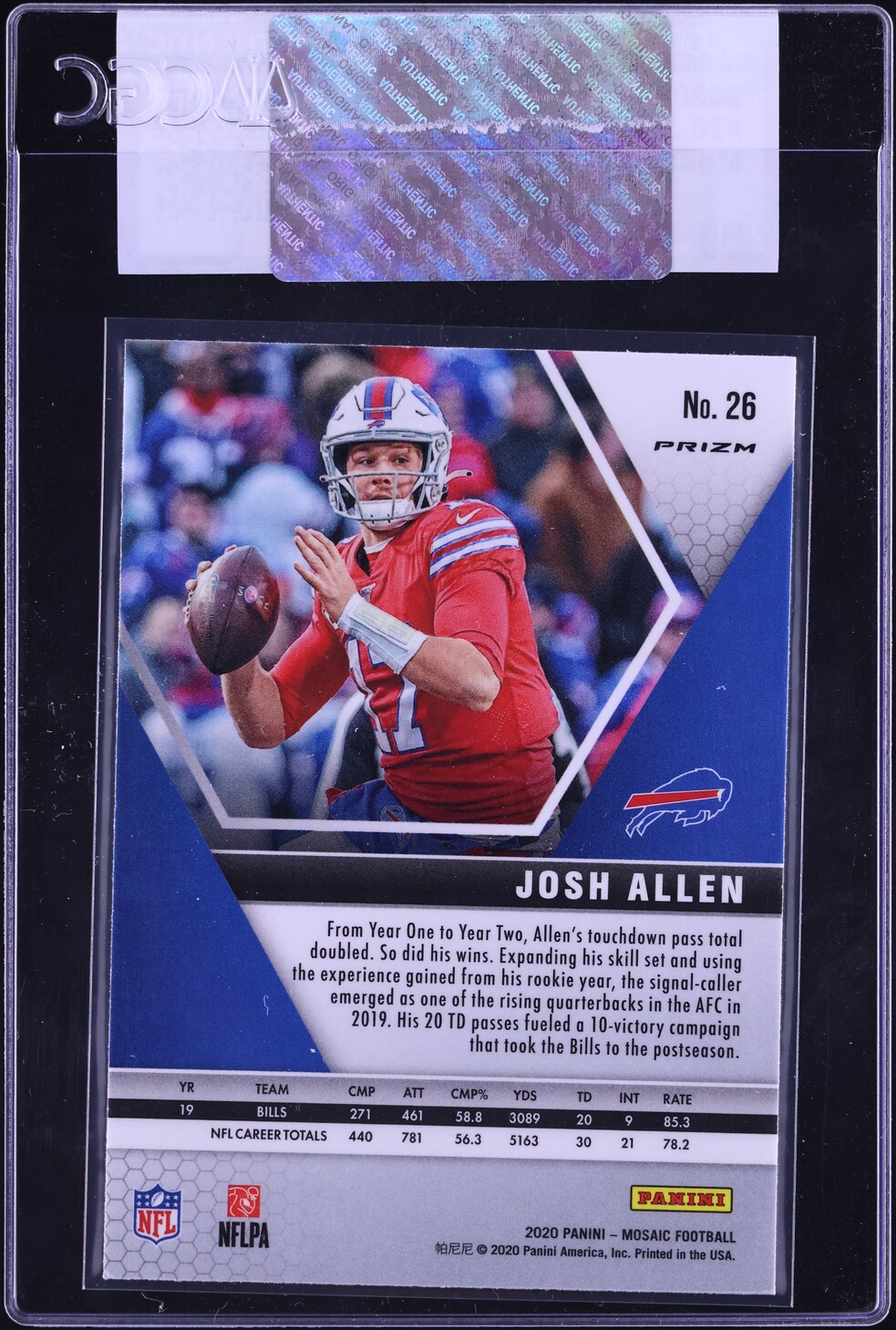 2020 Panini Mosaic Prizm Josh Allen #26 CGC AUTH