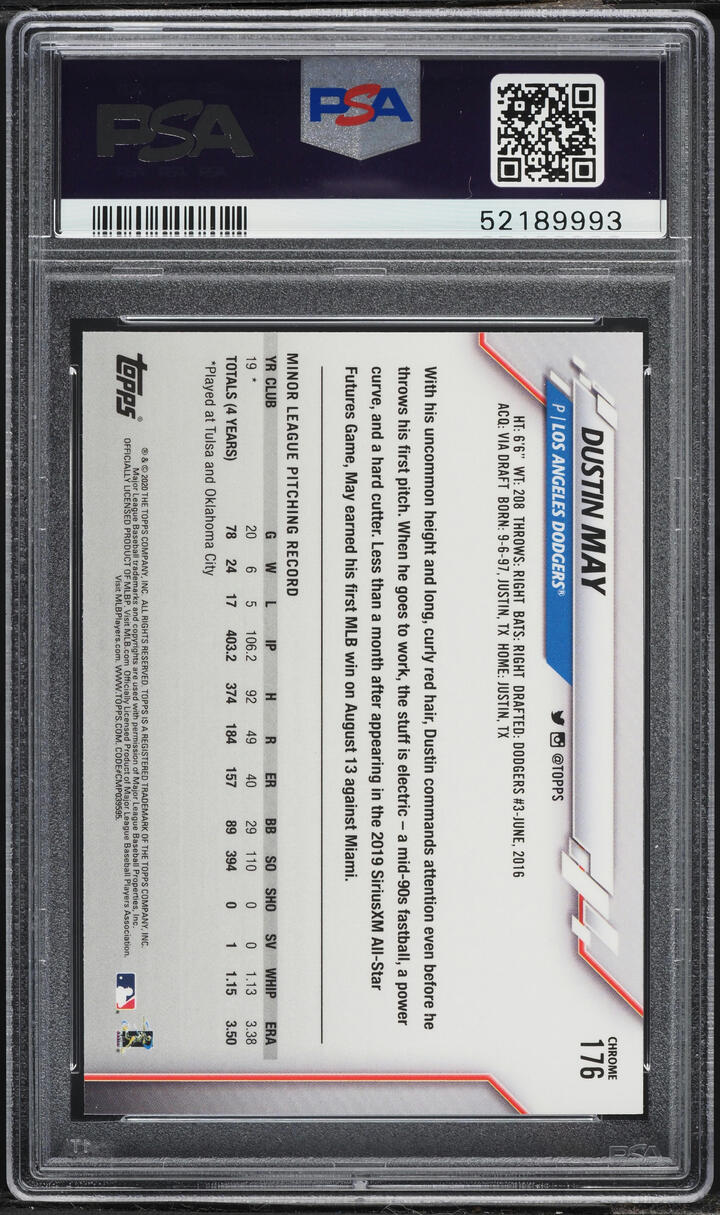 2020 Topps Chrome Dustin May ROOKIE #176 PSA 10 GEM MINT