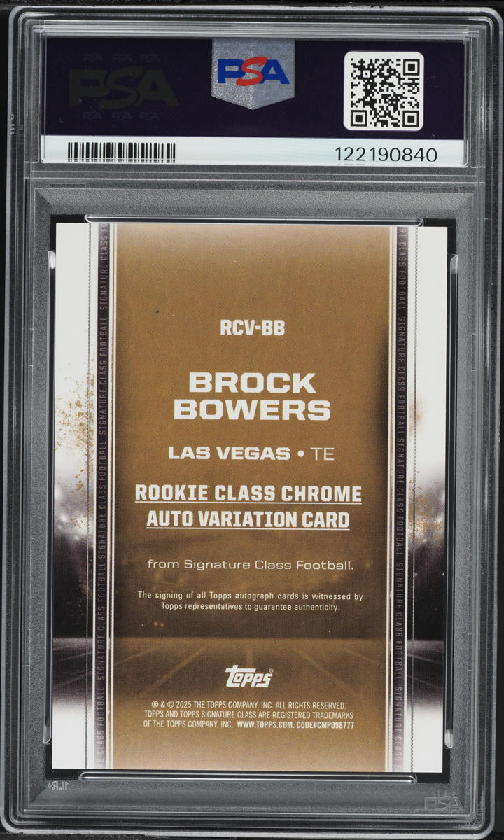 2024 Topps Signature Class Chrome Brock Bowers ROOKIE AUTO #RCVBB PSA 8 NM-MT