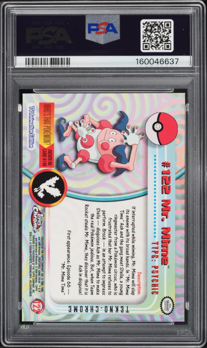 2000 Topps Chrome Pokemon T.V. Tekno Mr. Mime #122 PSA 10 GEM MINT
