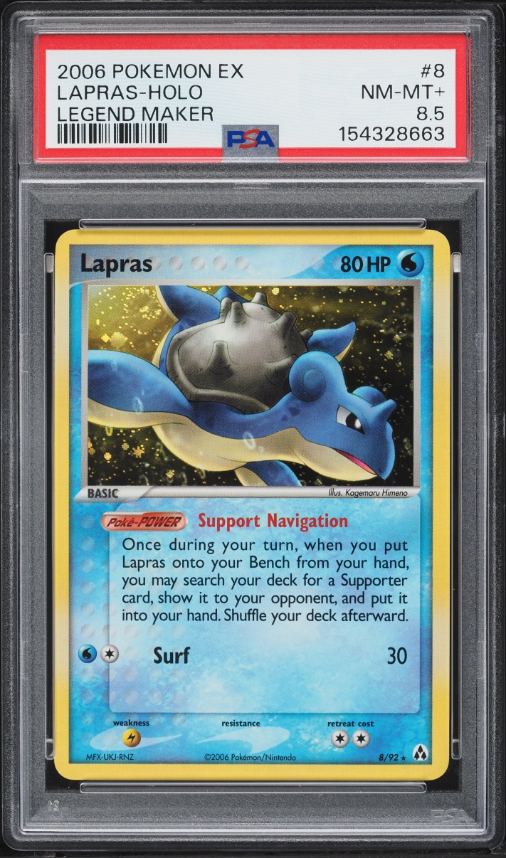 2006 Pokemon EX Legend Maker Holo Lapras #8 PSA 8.5 NM-MT+