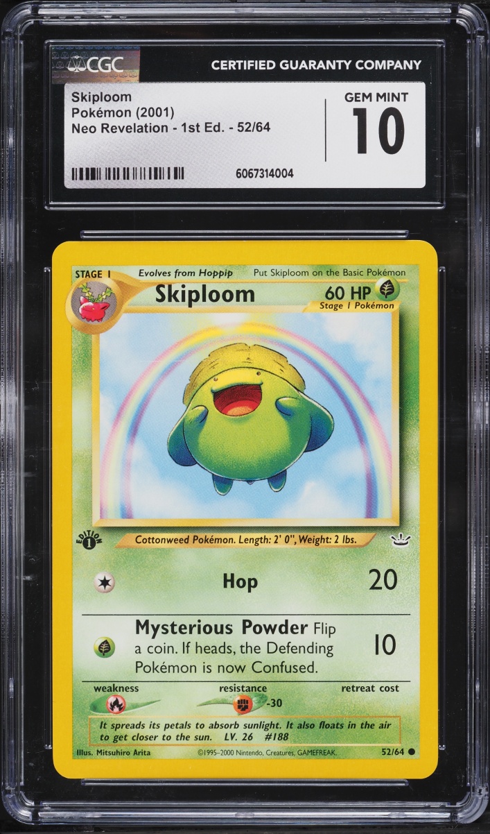 2001 Pokemon Neo Revelation 1st Edition Skiploom #52 CGC 10 GEM MINT