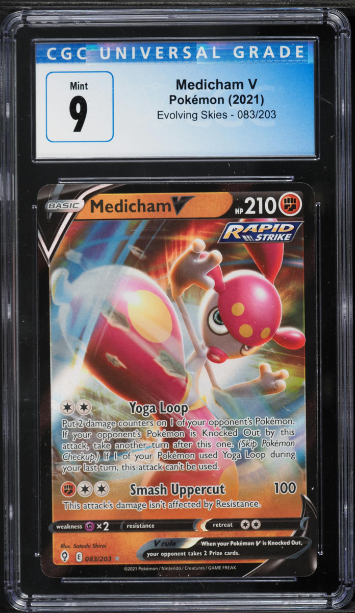 2021 Pokemon Sword & Shield Evolving Skies Full Art Medicham V #83 CGC 9 MINT