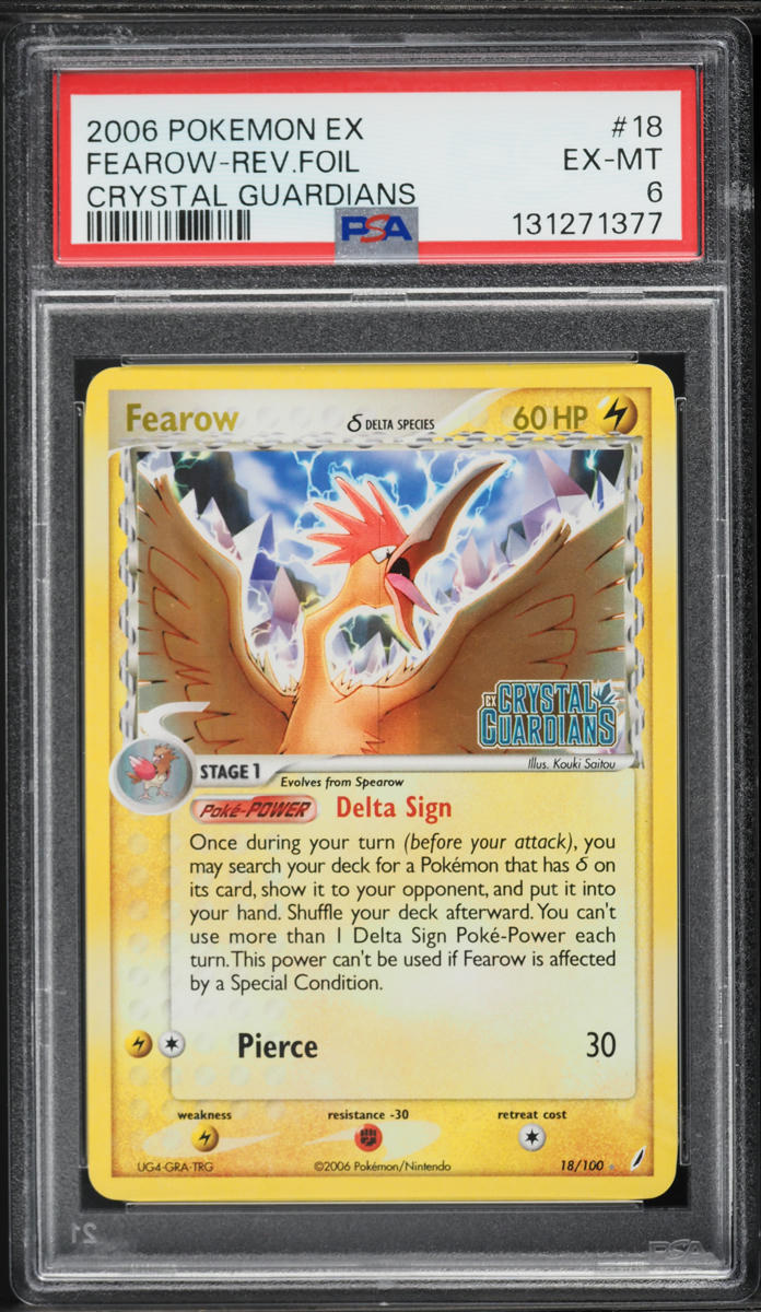 2006 Pokemon EX Crystal Guardians Reverse Holo Fearow #18 PSA 6 EXMT