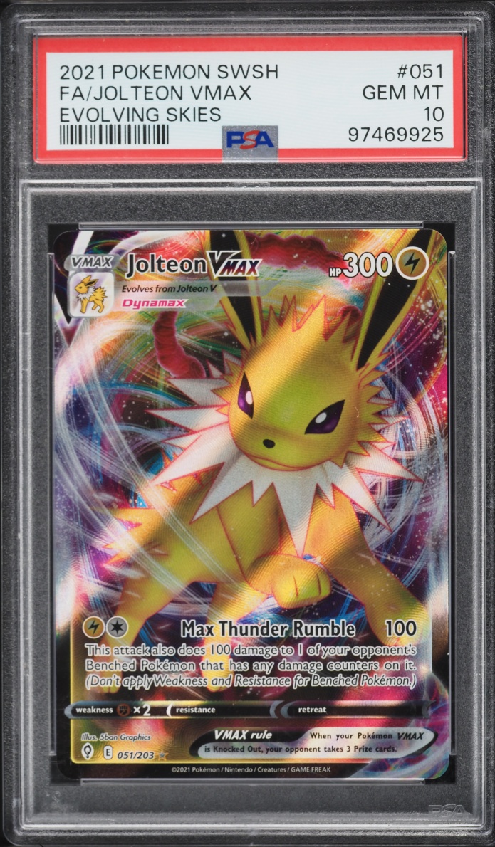 2021 Pokemon Sword & Shield Evolving Skies Full Art Jolteon VMAX #51 PSA 10 GEM MINT