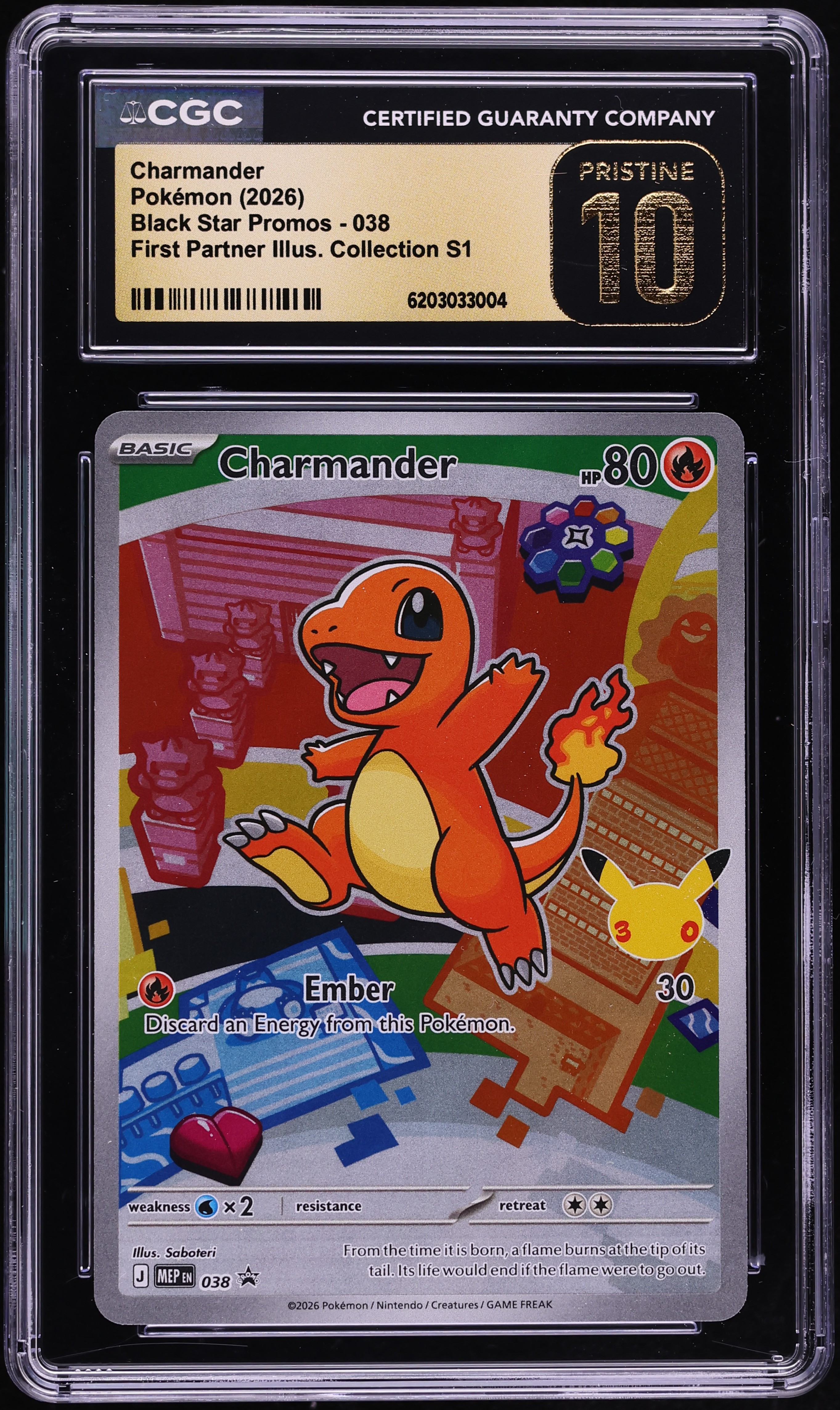 2026 Pokemon Mega Promo First Partner Illustration S1 Full Art Charmander #38 CGC 10 PRISTINE