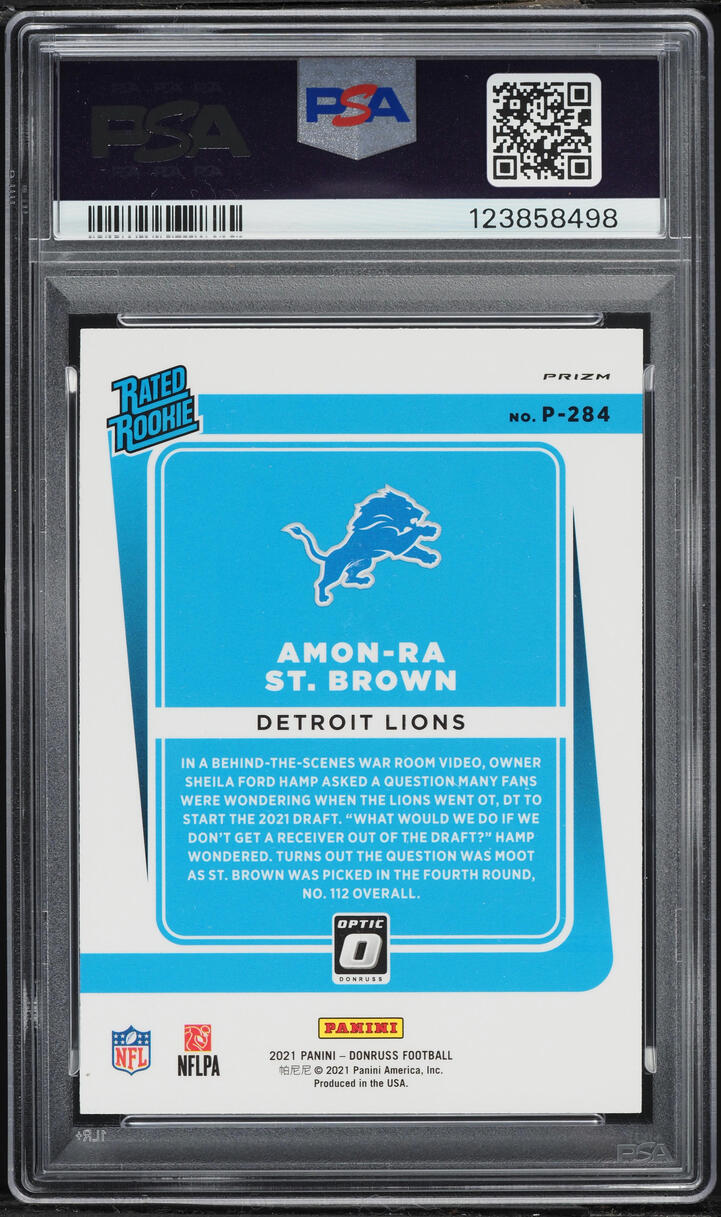 2021 Donruss Optic Preview Pink Amon-Ra St. Brown ROOKIE #P284 PSA 8 NM-MT