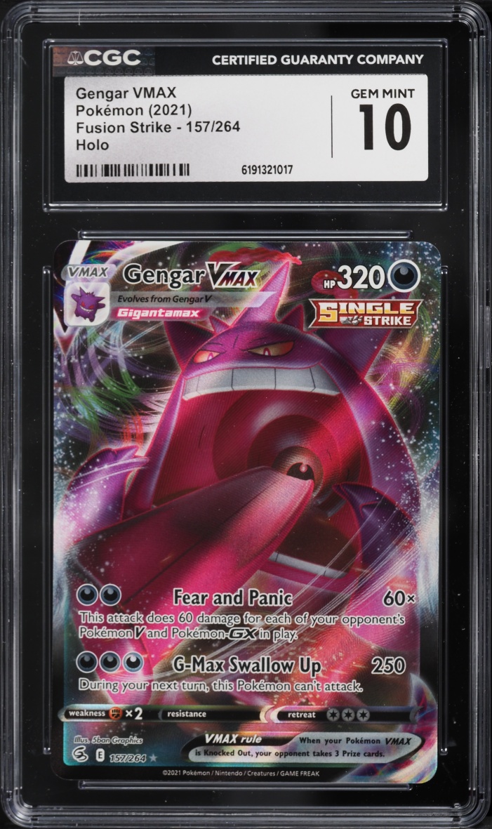 2021 Pokemon Sword & Shield Fusion Strike Full Art Gengar VMAX #157 CGC 10 GEM MINT