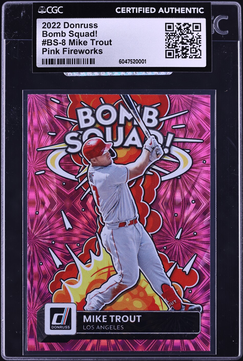 2022 Donruss Bomb Squad! Pink Fireworks Mike Trout #BS-8 CGC AUTH
