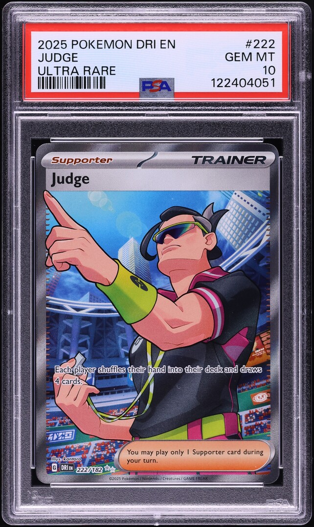 2025 Pokemon Dri En-Destined Rivals Full Art Judge #222 PSA 10 GEM MINT ...