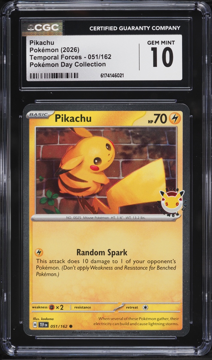 2026 Pokemon Day Collection Temporal Forces Pikachu #51 CGC 10 Gem Mint