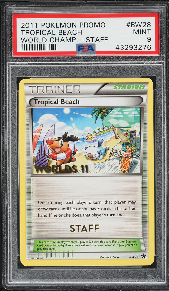 2011 Pokemon BW World Championships Promo Staff Tropical Beach #BW28 PSA 9 MINT