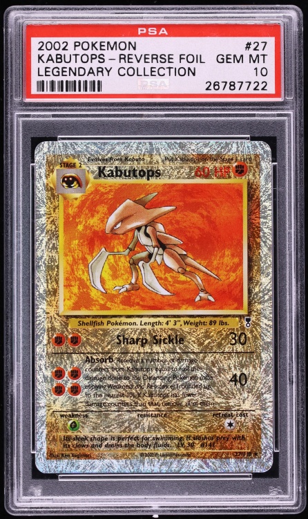 2002 Pokemon Legendary Collection Reverse Holo Kabutops #27 PSA 10 GEM MINT