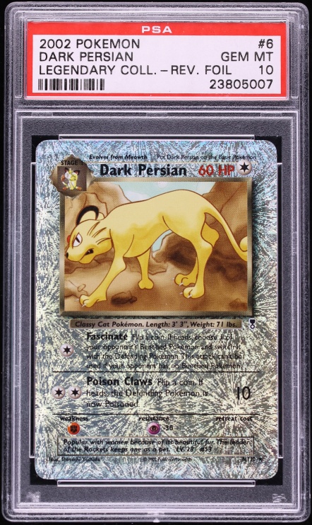 2002 Pokemon Legendary Collection Reverse Holo Dark Persian #6 PSA 10 GEM MINT