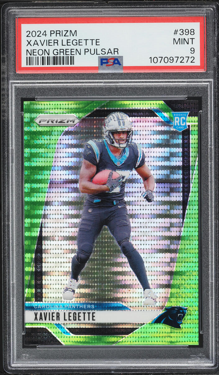 2024 Panini Prizm Neon Green Pulsar Xavier Legette ROOKIE #398 PSA 9 MINT