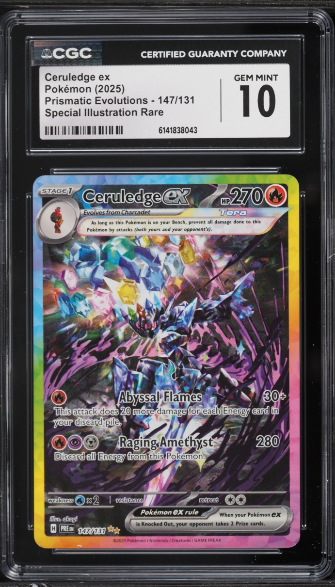 2025 Pokemon Scarlet & Violet Prismatic Evolutions SIR Ceruledge EX #147 CGC 10 GEM MINT