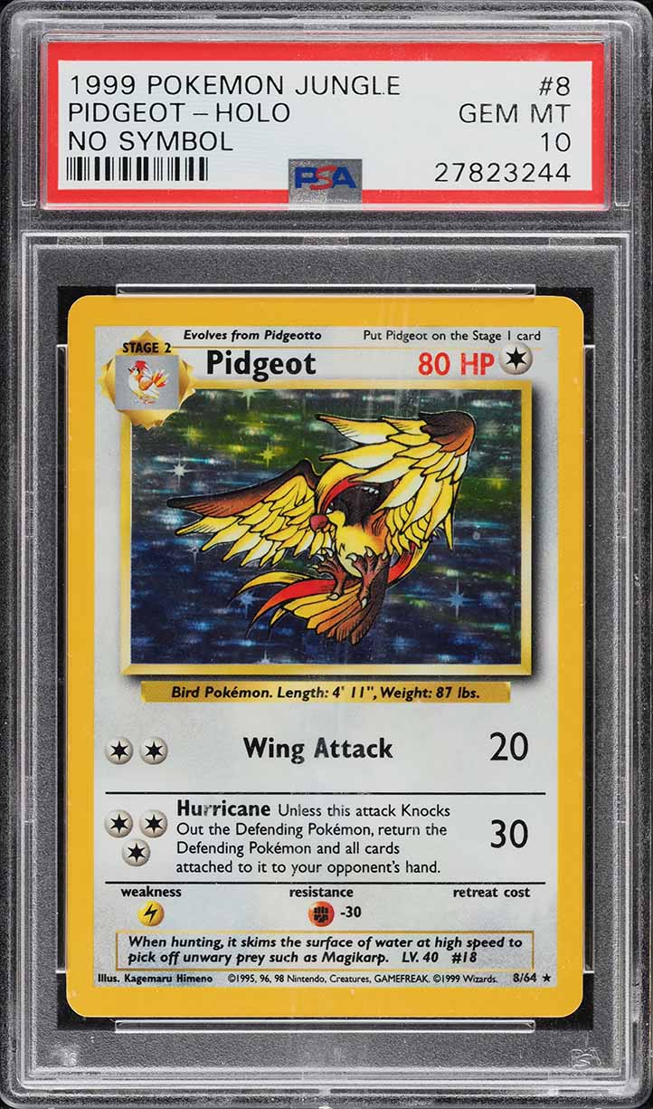 1999 Pokemon Jungle No Symbol Holo Pidgeot #8 PSA 10 GEM MINT