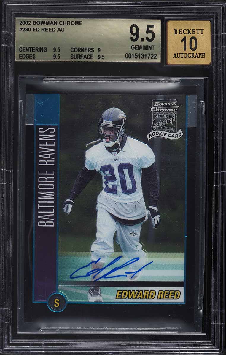 2002 Bowman Chrome Ed Reed ROOKIE AUTO #230 BGS 9.5 GEM MINT