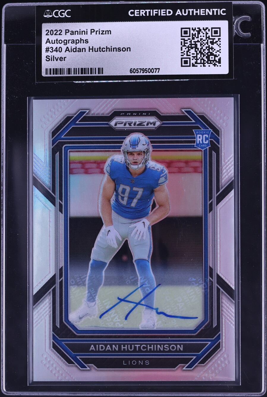 2022 Panini Prizm Silver Aidan Hutchinson ROOKIE AUTO #340 CGC AUTH