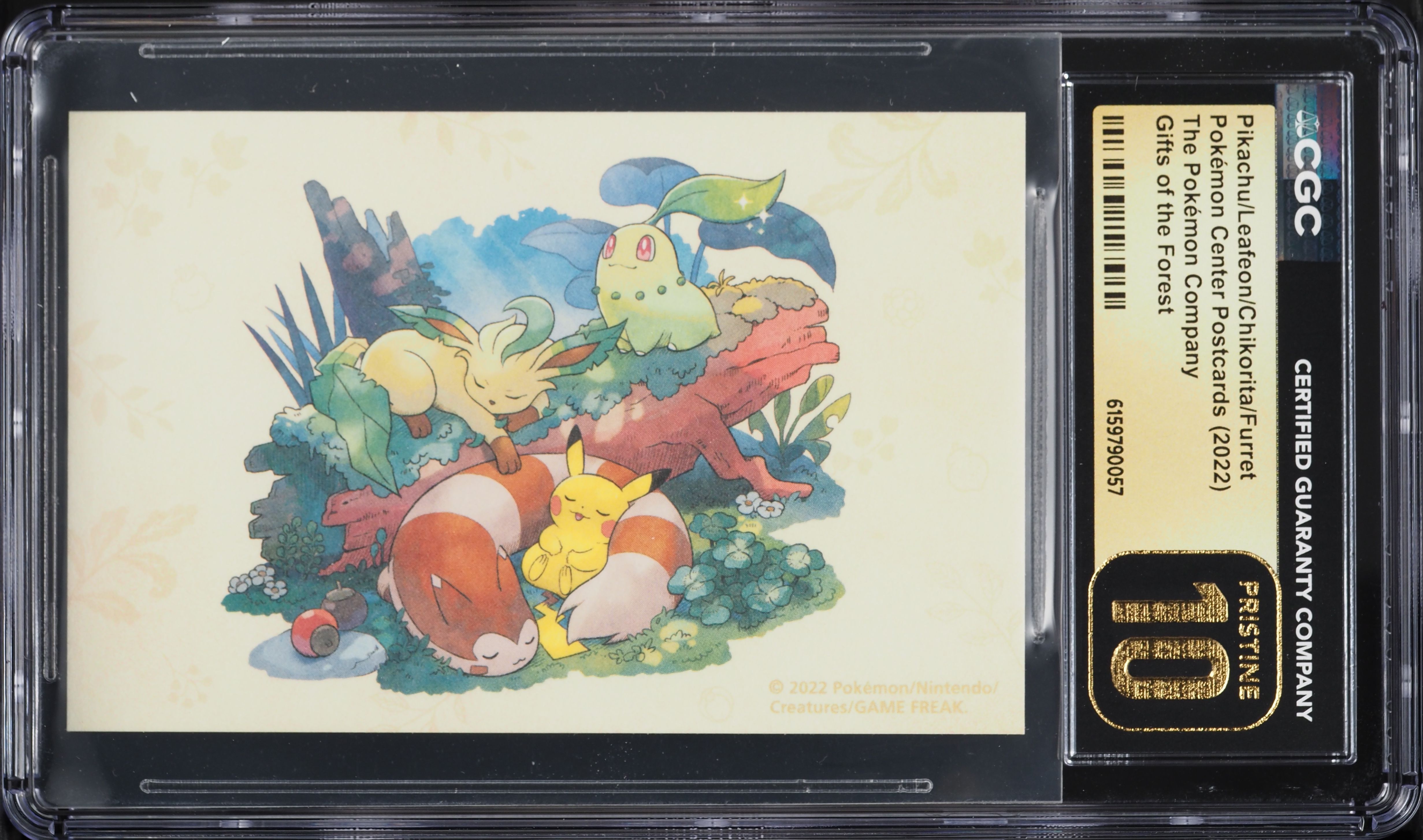 2022 Pokemon Center Postcards Gifts Of Forest Pikachu Leafeon Chikorita Furret CGC 10 PRISTINE