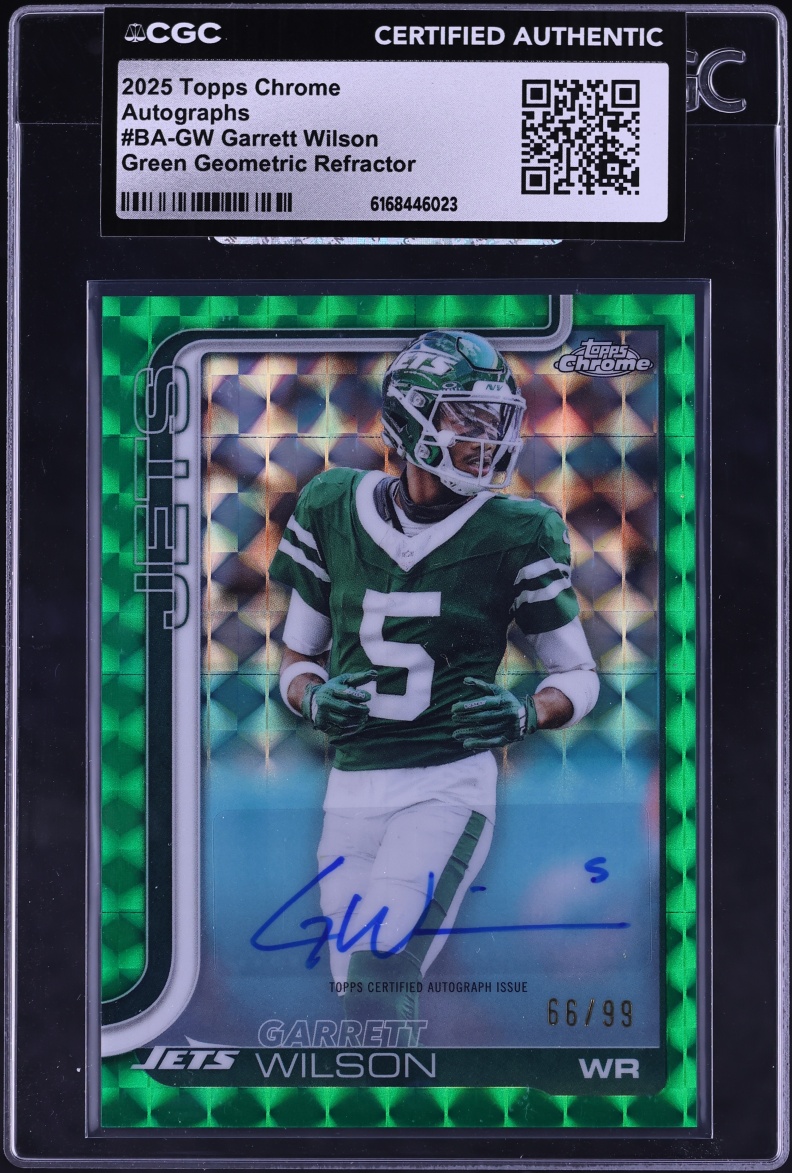 2025 Topps Chrome Green Geometric Refractor Garrett Wilson AUTO /99 #BA-GW CGC AUTH
