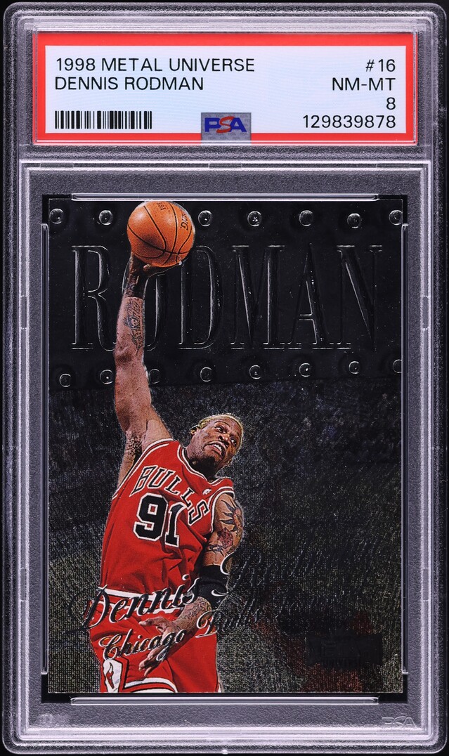 1998 Metal Universe Dennis Rodman #16 PSA 8 NM-MT