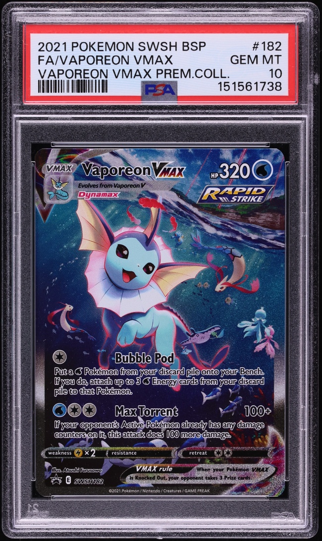 2021 Pokemon SWSH Promo VMAX Premium Collection Full Art Vaporeon VMAX #182 PSA 10 GEM MINT
