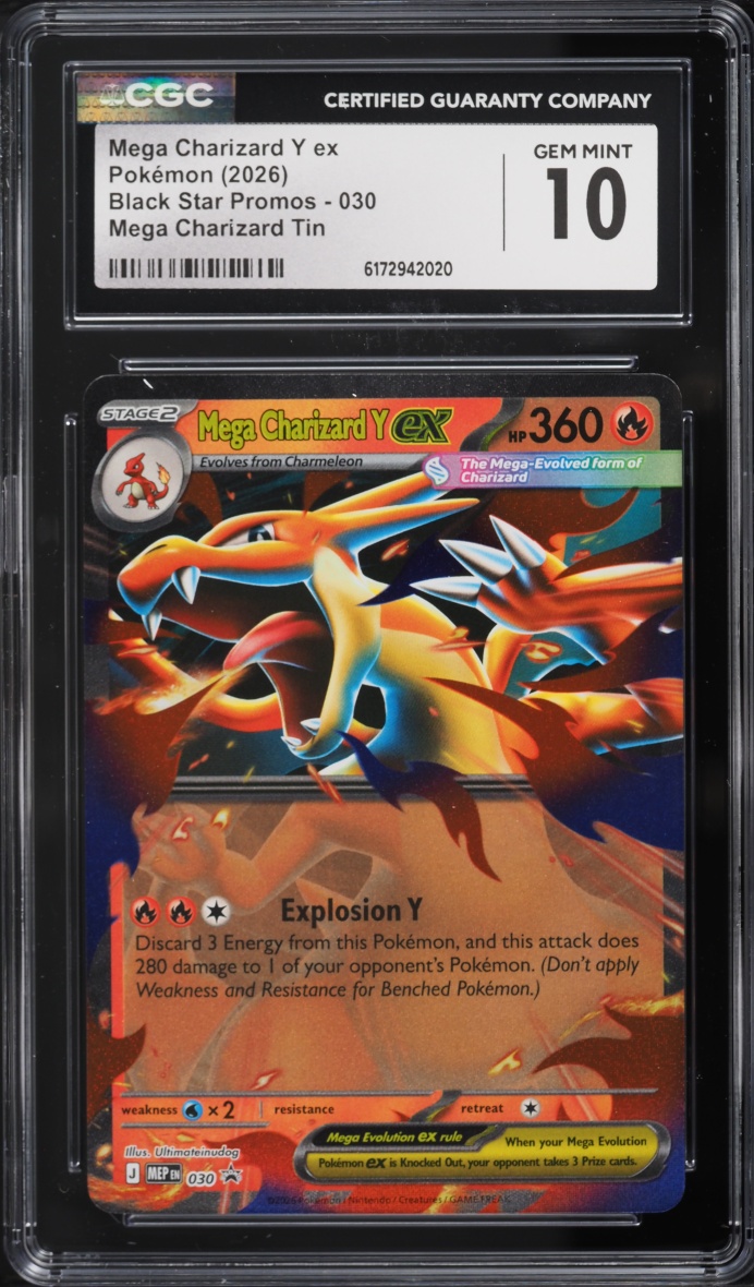 2026 Pokemon Mega Evolution Black Star Promo Tin Mega Charizard Y Ex #30 CGC 10 Gem Mint