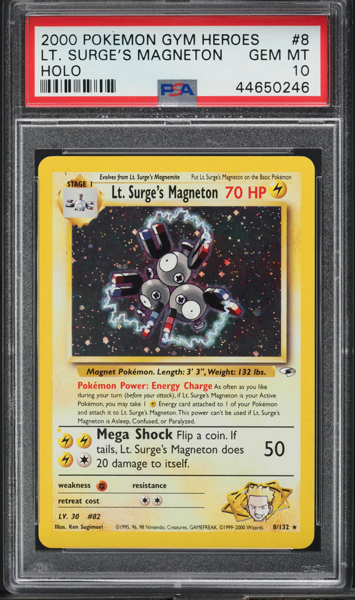 2000 Pokemon Gym Heroes Holo Lt. Surge's 8 PSA 10