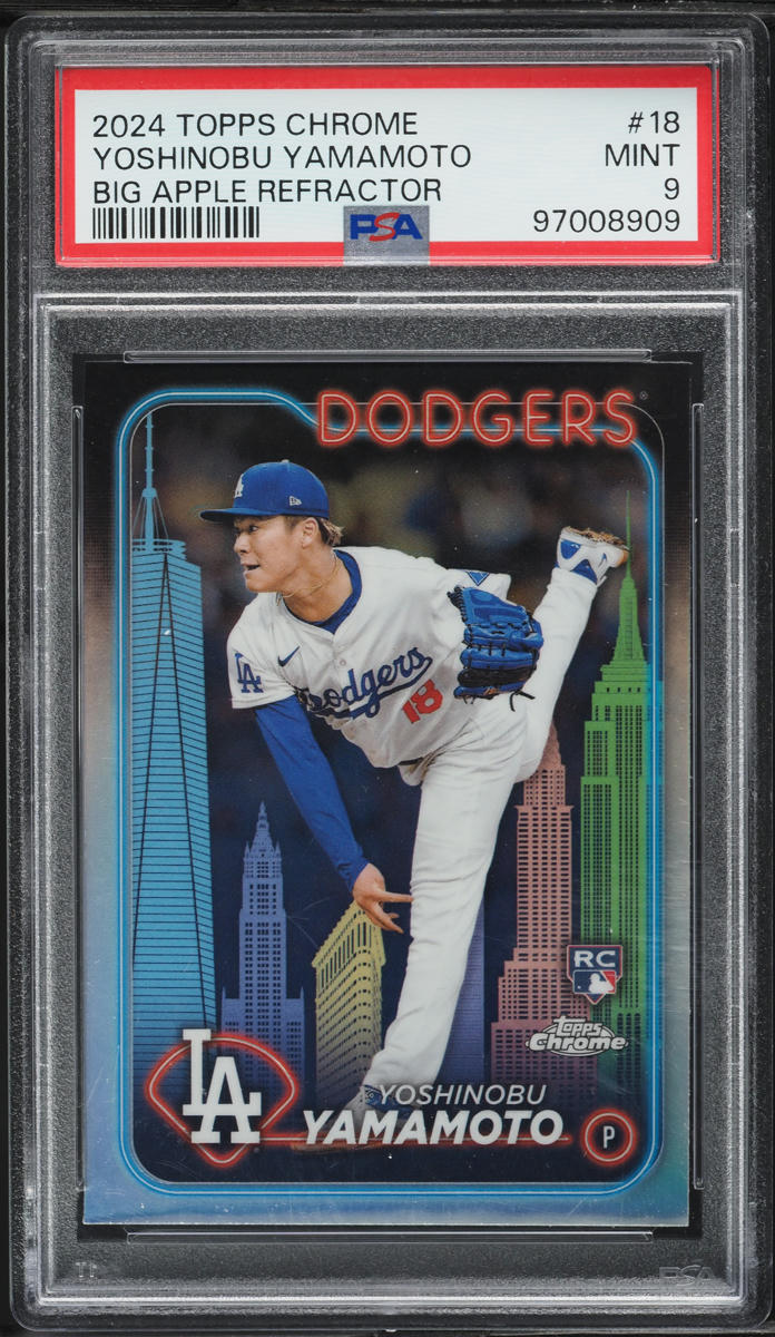 2024 Topps Chrome Big Apple Refractor Yoshinobu Yamamoto ROOKIE #18 PSA 9 MINT