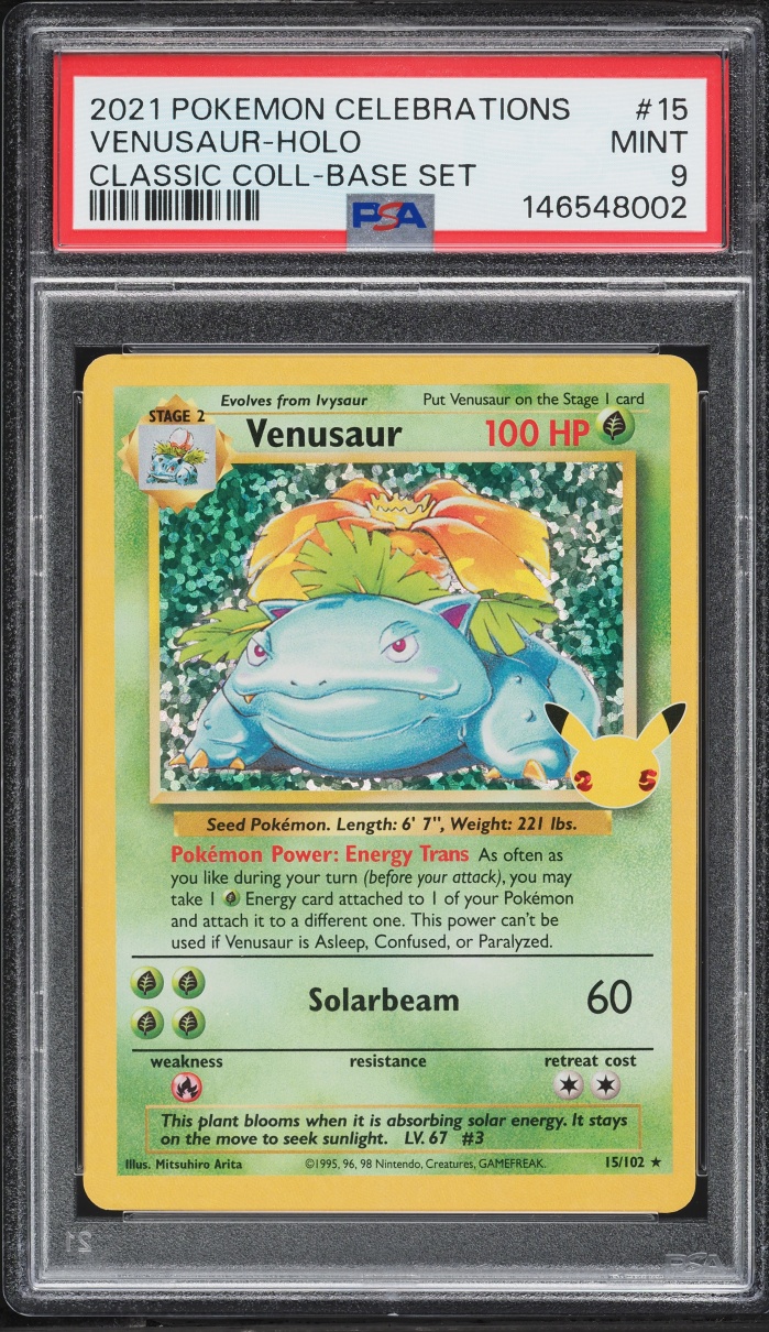 2021 Pokemon Sword & Shield Celebrations Classic Collection Holo Venusaur #15 PSA 9 MINT