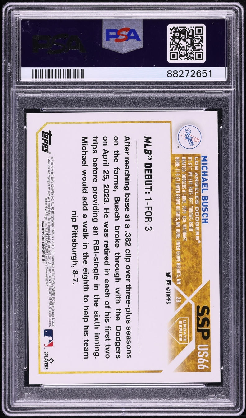 2023 Topps Update Michael Busch SSP ROOKIE #US66 PSA 10 GEM MINT