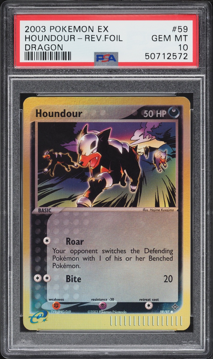 2003 Pokemon EX Dragon Reverse Holo Houndour #59 PSA 10 GEM MINT