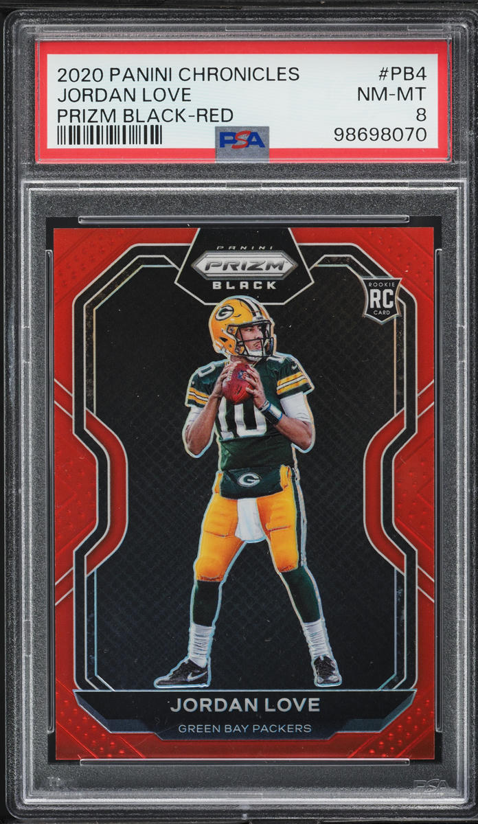 2020 Panini Chronicles Prizm Black Red Jordan Love ROOKIE /99 #PB-4 PSA 8 NM-MT