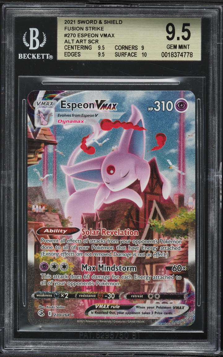 2021 Pokemon Sword & Shield Fusion Strike Alt Art Espeon VMAX #270 BGS 9.5 GEM MINT