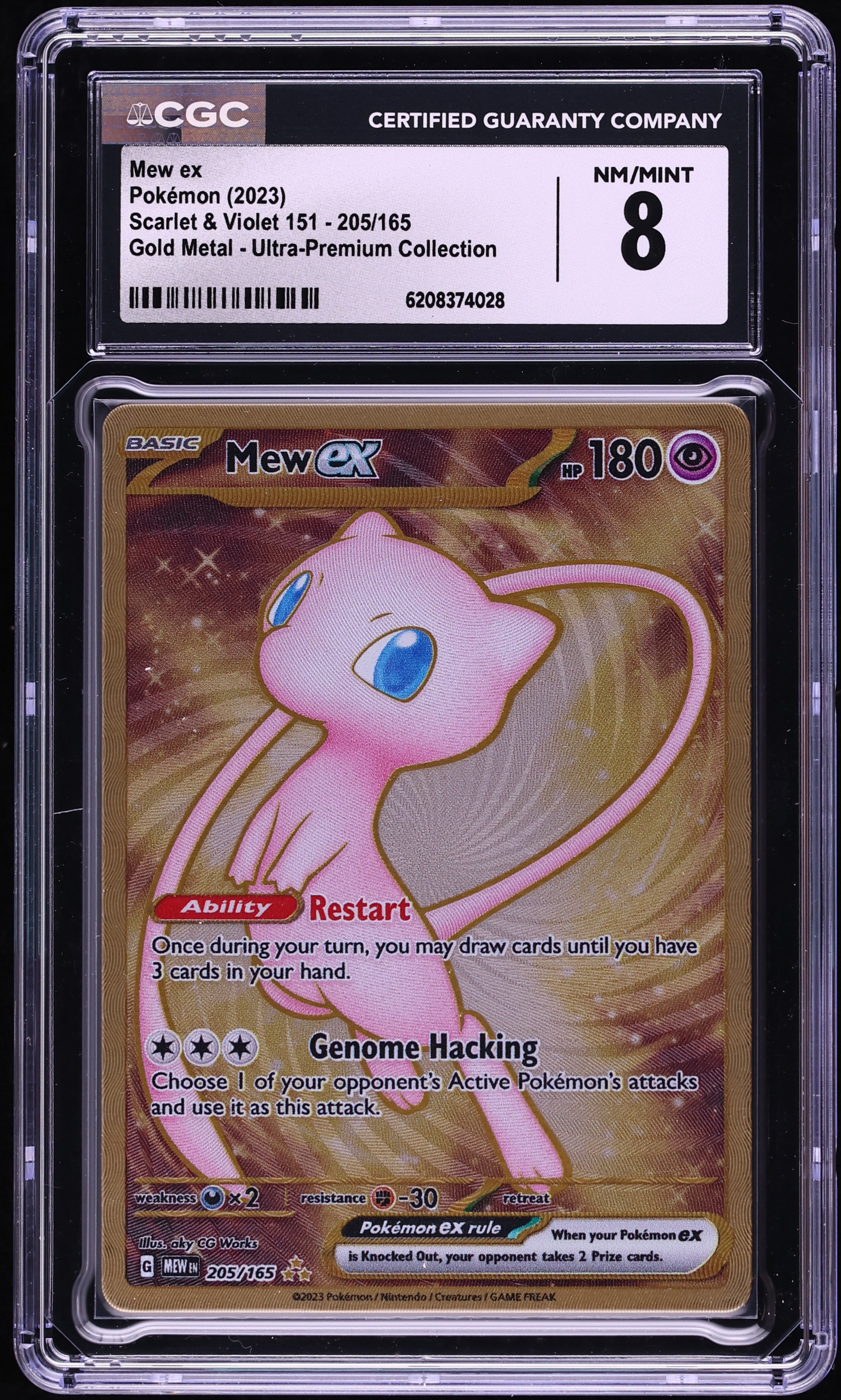 2023 Pokemon Scarlet & Violet 151 Ultra Premium Metal Gold Rare Mew Ex #205 CGC 8 NM-MT