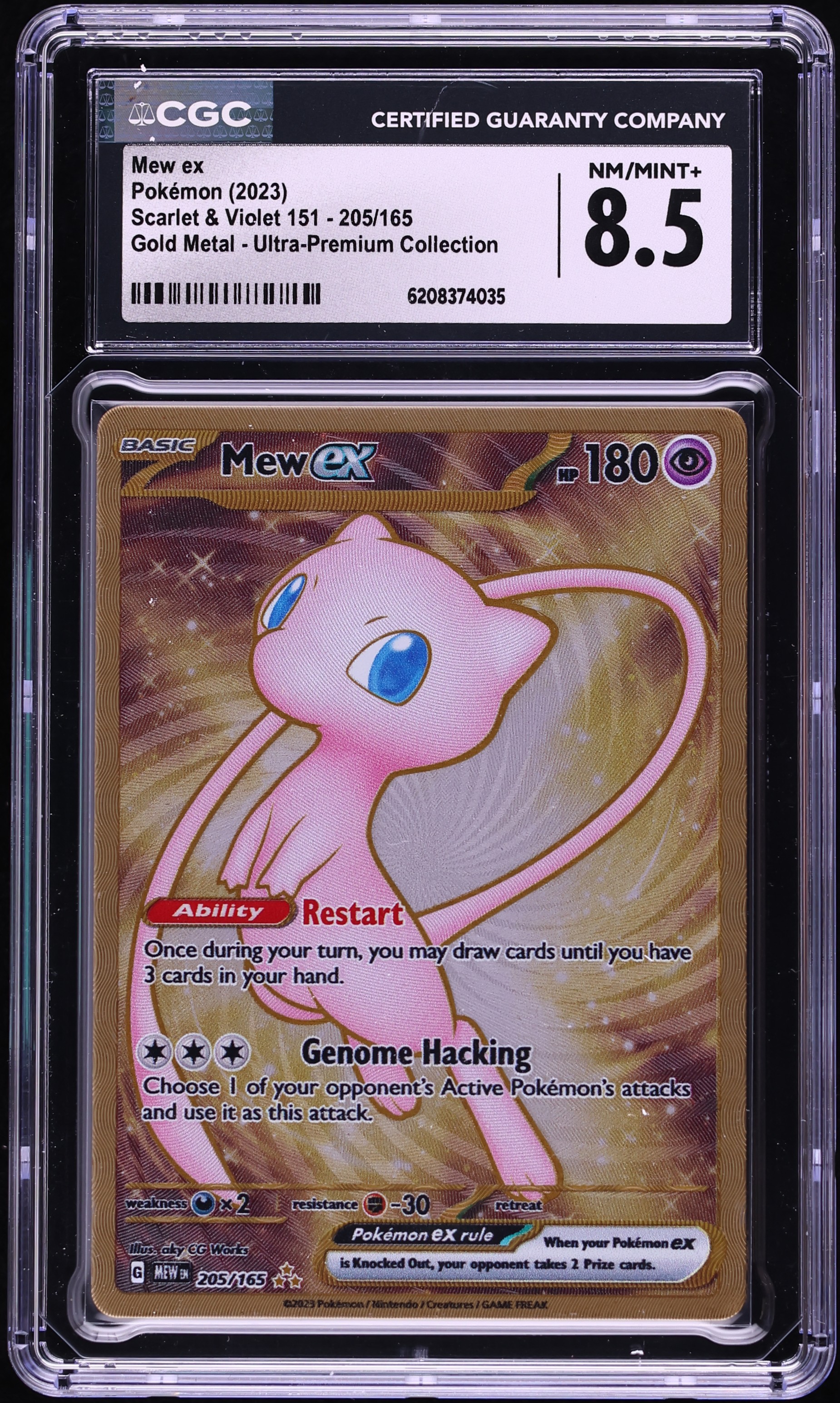 2023 Pokemon Scarlet & Violet 151 Ultra Premium Metal Gold Rare Mew Ex #205 CGC 8.5 NM-MT+