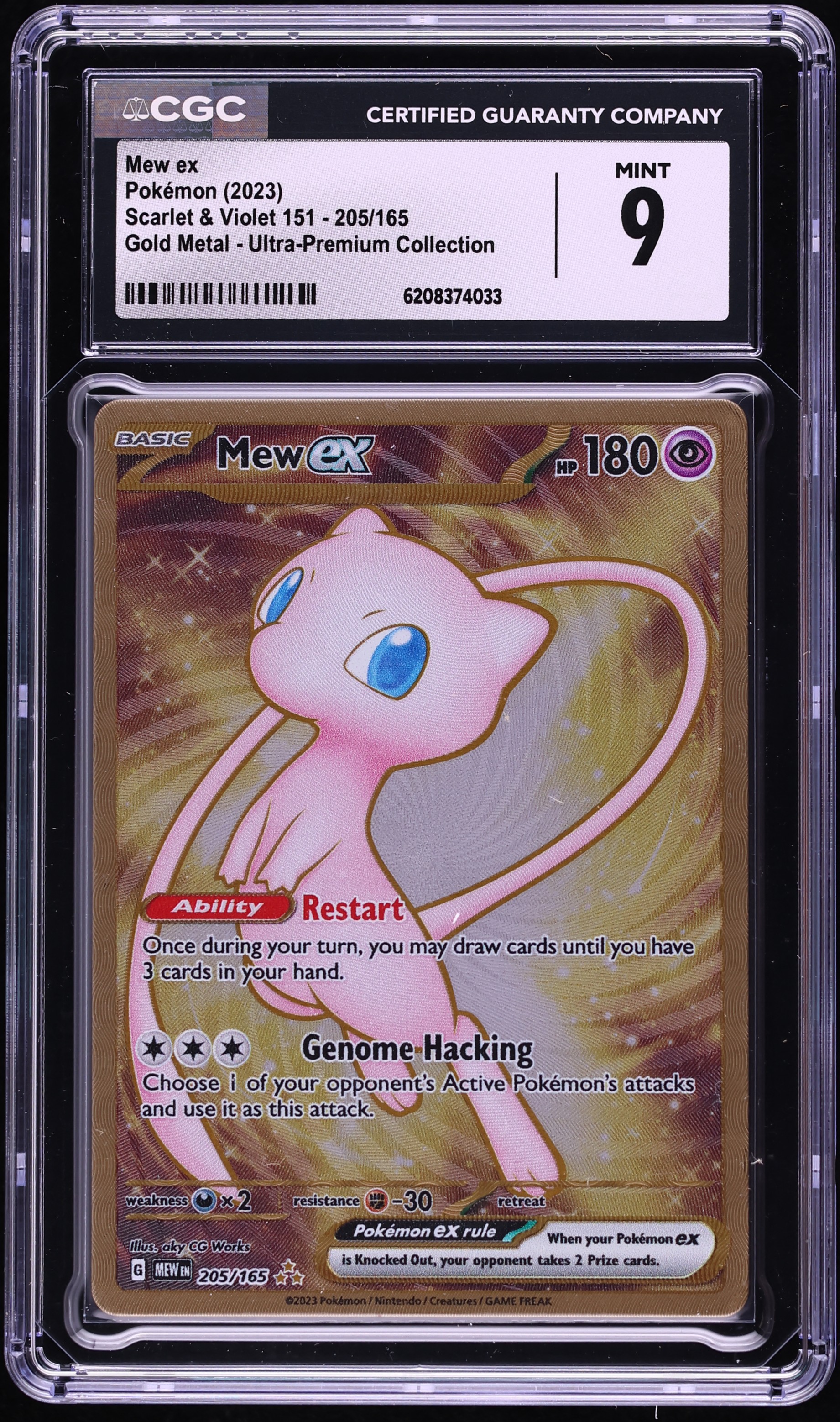 2023 Pokemon Scarlet & Violet 151 Ultra Premium Metal Gold Rare Mew Ex #205 CGC 9 MINT