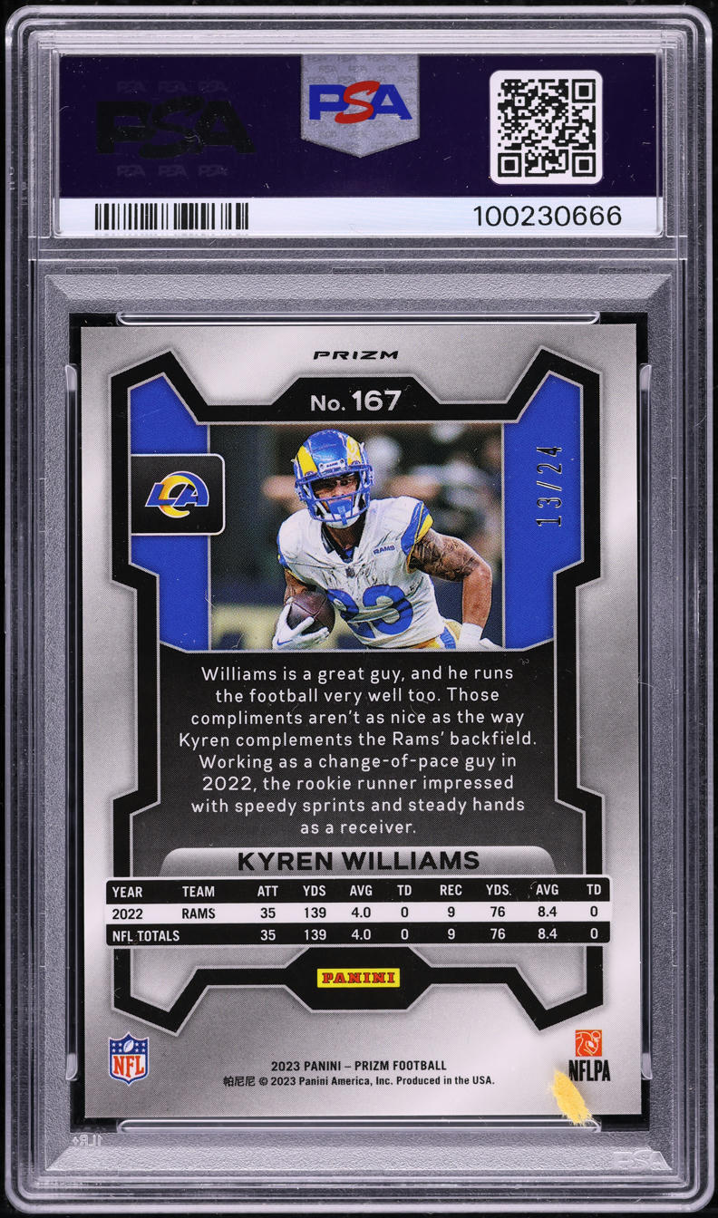 2023 Panini Prizm Gold Sparkle Kyren Williams /24 #167 PSA 10 GEM MINT