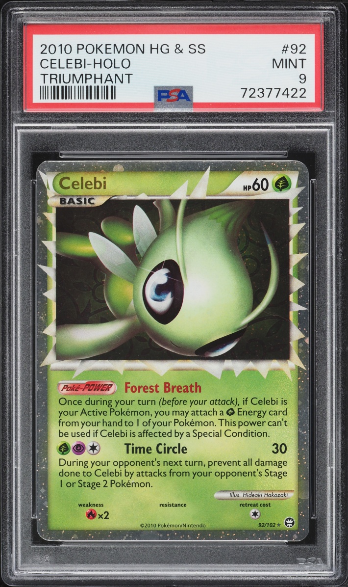 2010 Pokemon HeartGold & SoulSilver Triumphant Holo Celebi #92 PSA 9 MINT