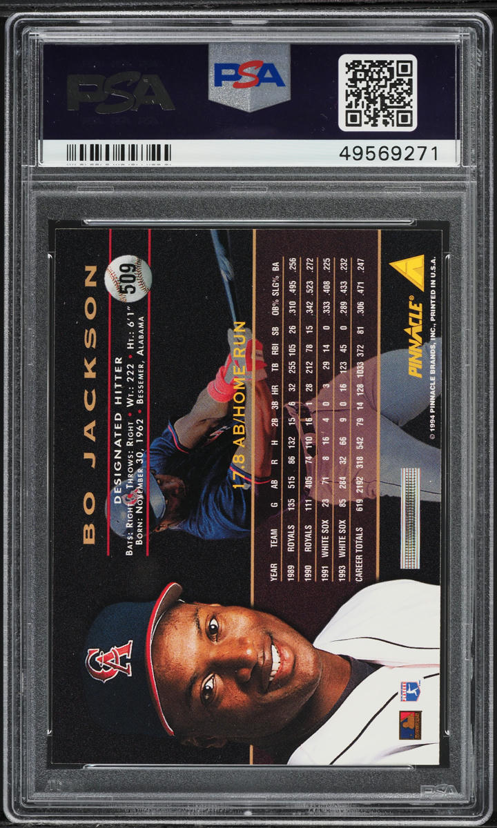 1994 Pinnacle Bo Jackson #509 PSA 10 GEM MINT