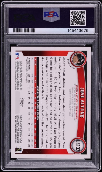 2011 Topps Update Diamond Anniversary Jose Altuve ROOKIE #US132 PSA 9 MINT - Photo 2