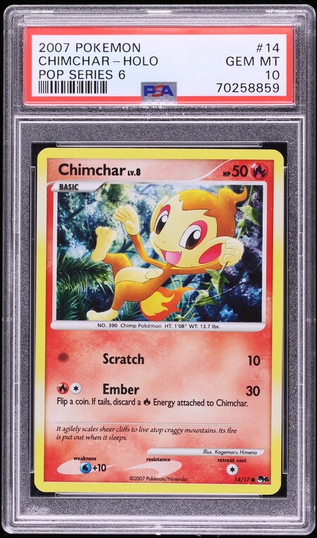 2007 Pokemon Pop Series 6 Holo Chimchar #14 PSA 10 GEM MINT