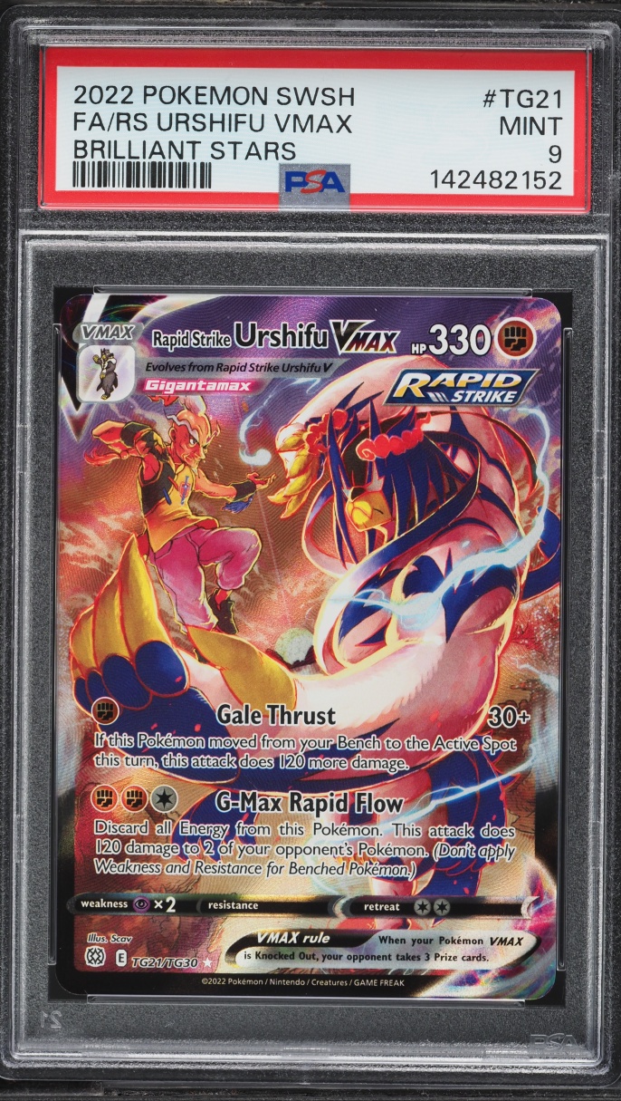 2022 Pokemon Sword & Shield Brilliant Stars CHR Rapid Strike Urshifu VMAX #TG21 PSA 9 MINT