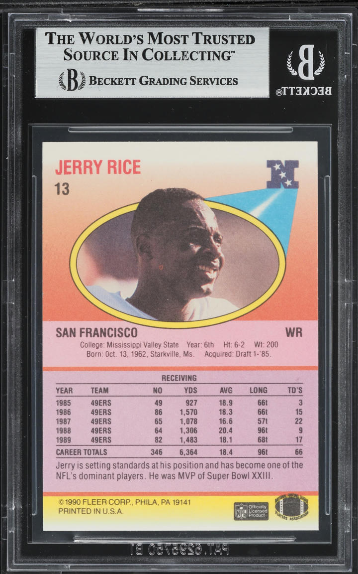 1990 Fleer Football Jerry Rice #13 BGS 9 MINT